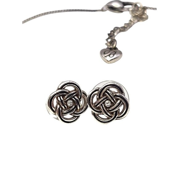 Brighton Interlok Mini Necklace & Post Earring Set Silver Plated - Picture 6 of 16